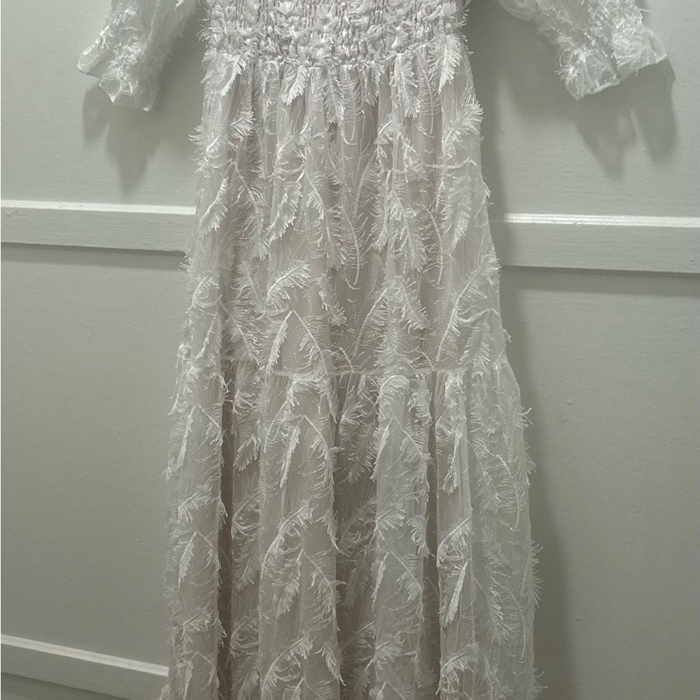 Baltic Born Paloma Ivory Feather-Textured Dress - Picture 6 of 7